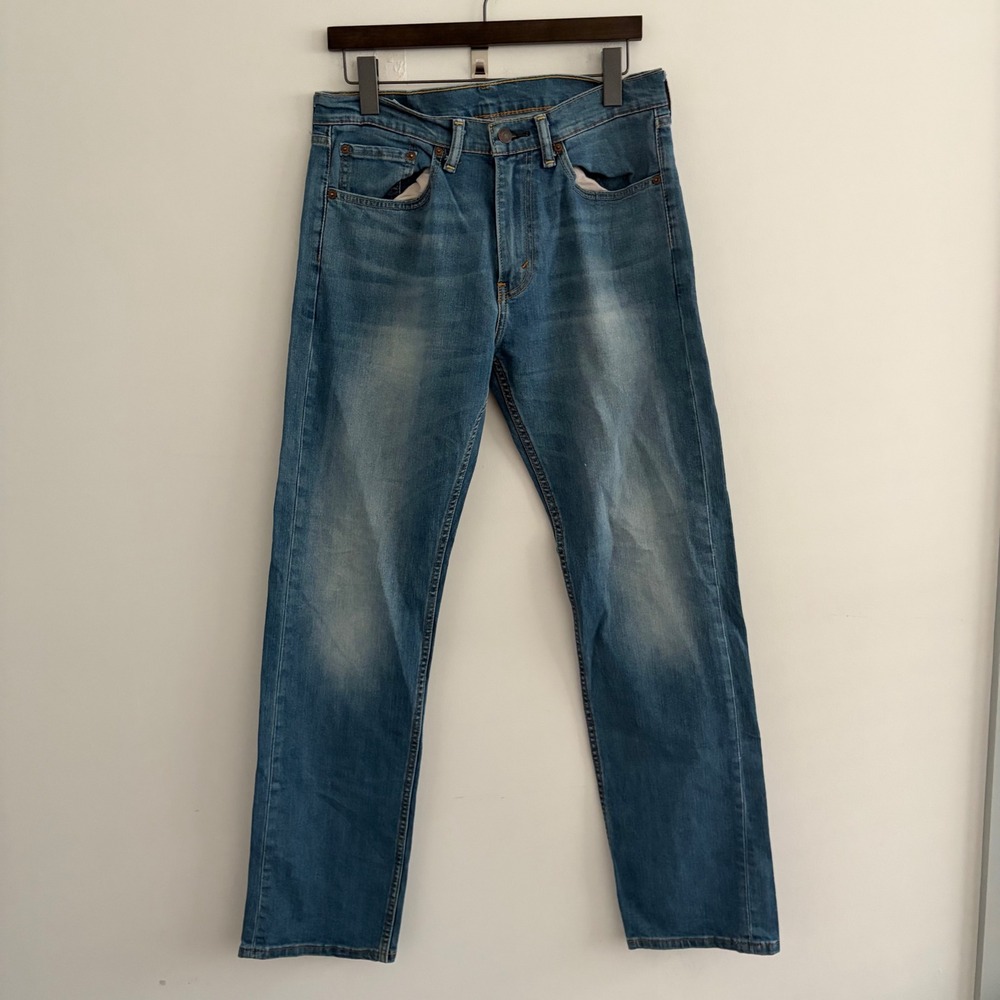 Levis 505 Regular Fit Straight Leg Blue Denim Jeans Mens 32x34